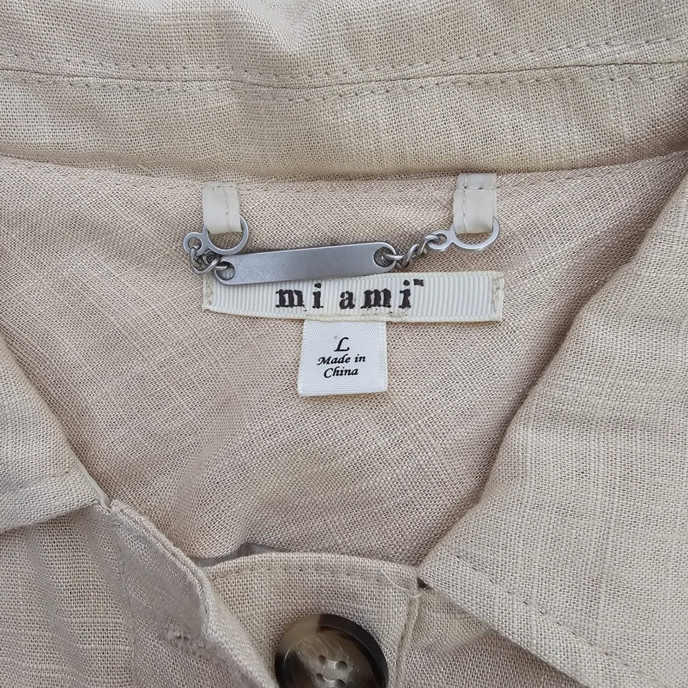 Cotton Linen Peplum Utility Jacket L Beige Cottagecore Spring Capsule Lagenlook - Picture 4 of 13